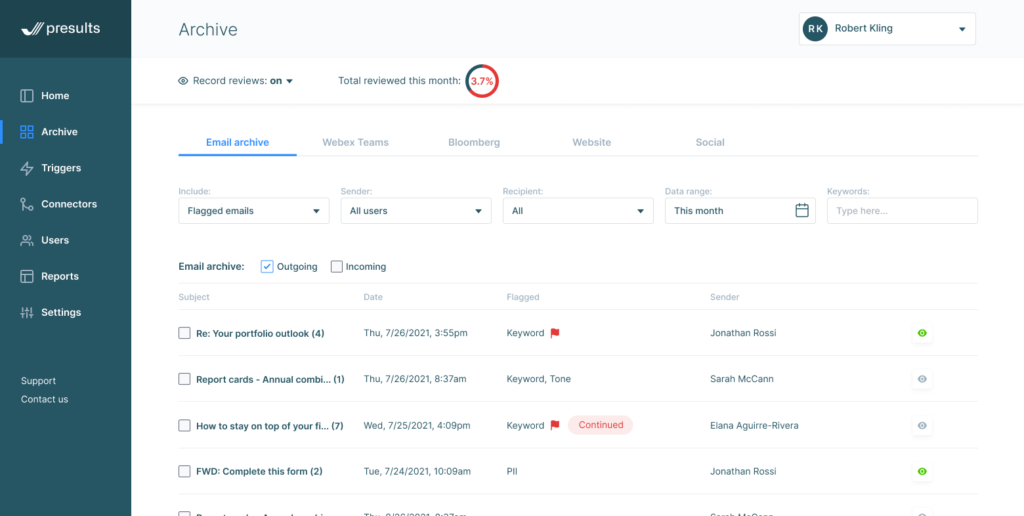 RIA Archiving Platforms - Presults